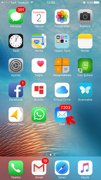 iphone ios email kurulum