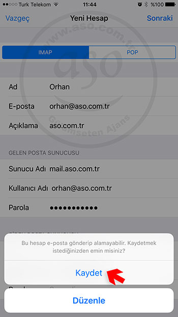 iphone ios email ayarlari