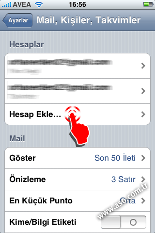 iphone mail kurulumu için ayar