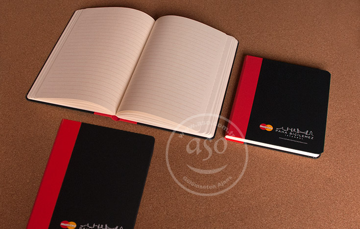 master card mini ve orta boy çizgili promosyon defter