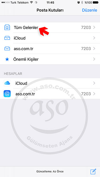 iphone ios email kurulum