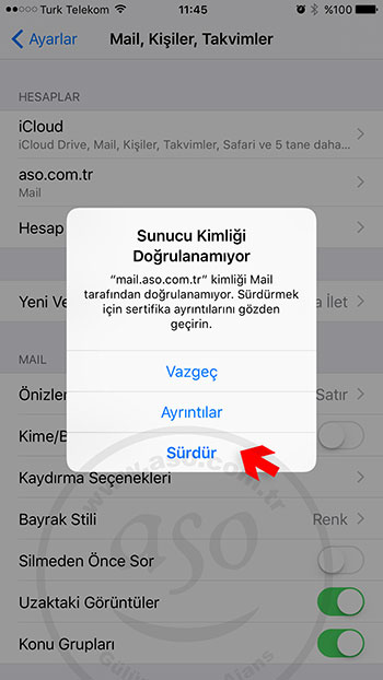 iphone ios email kurulum