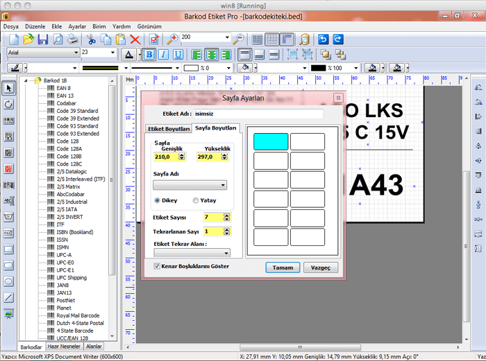 Barkod Etiket Pro Programı Ekran görüntüsü