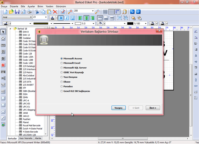 Barkod Ekitet Pro Yazılımı Ekran görüntüsü