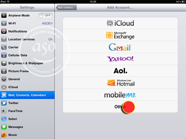 ipad email ayarları, ipad email setting, ipad email kurulumu, eposta