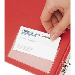 Plastic label pocket, adhesive plastic business card pocket