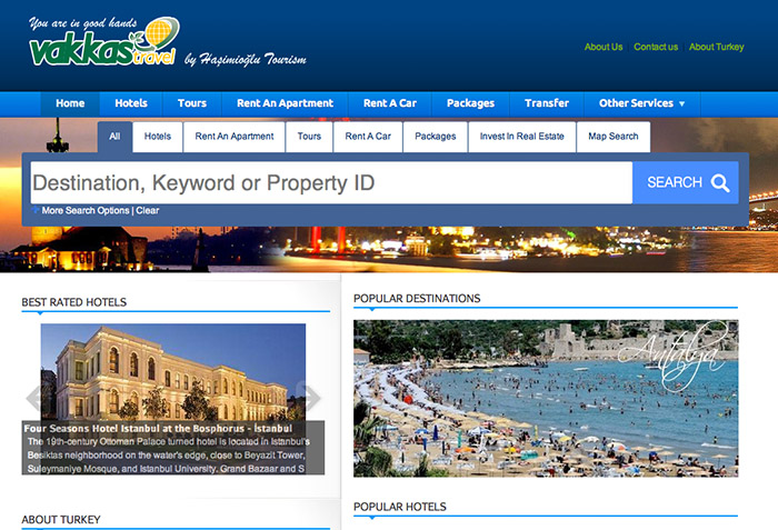 Web sitesi tasarımı, vakkas travel turizm acentesi