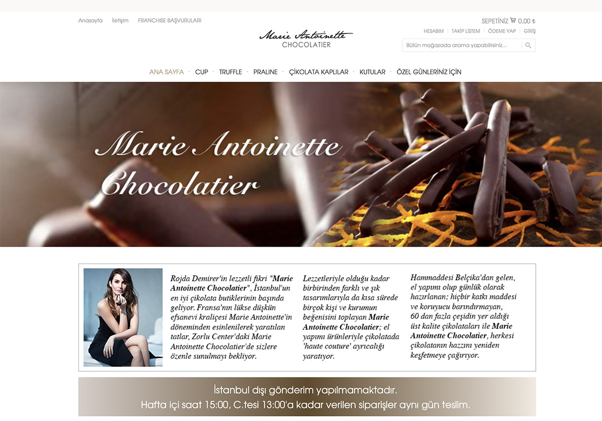 Web Sitesi Tasarımı (Maria Antoinette Chocolatier)