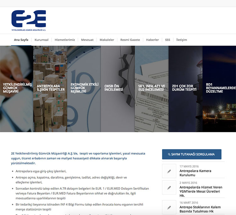 E2E Yetkililendirimiş Gümrük Müşavirliği Web Sitesi Tasarımı