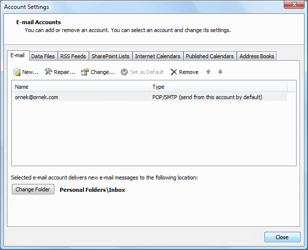 Microsoft outlook 2007 email ayarları