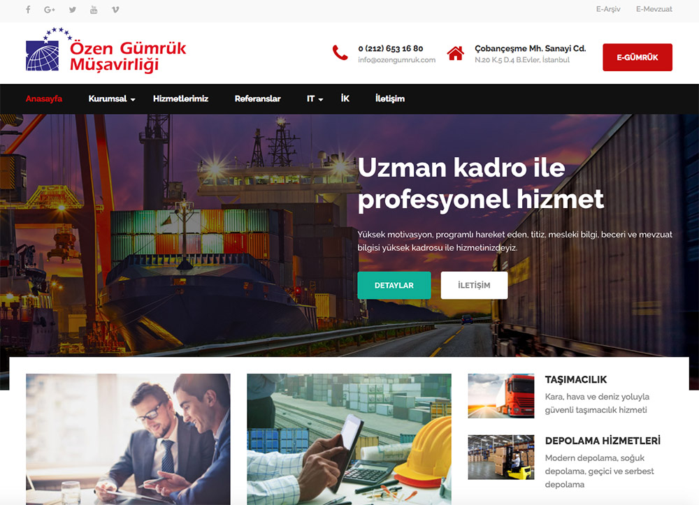 Özen Gümrük Müşavirliği Web Tasarım Projesi